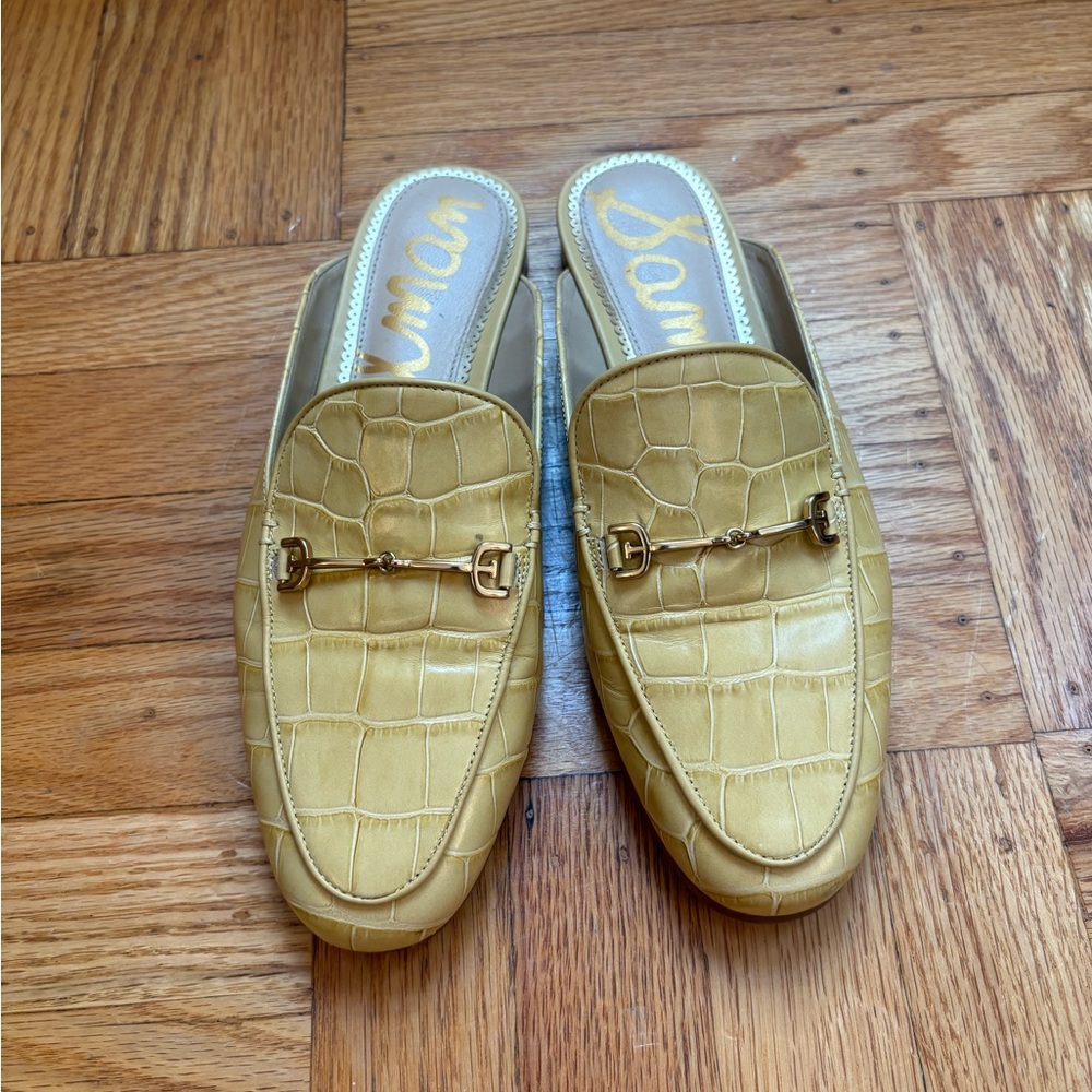 Sam Edelman Yellow Croc-Embossed Mules